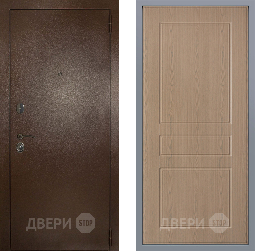 Дверь Заводские двери Эталон 3к антик медь К-2 Беленый дуб в Дмитрове