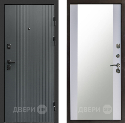 Дверь Престиж Tvist Grey Зеркало Белый софт в Дмитрове