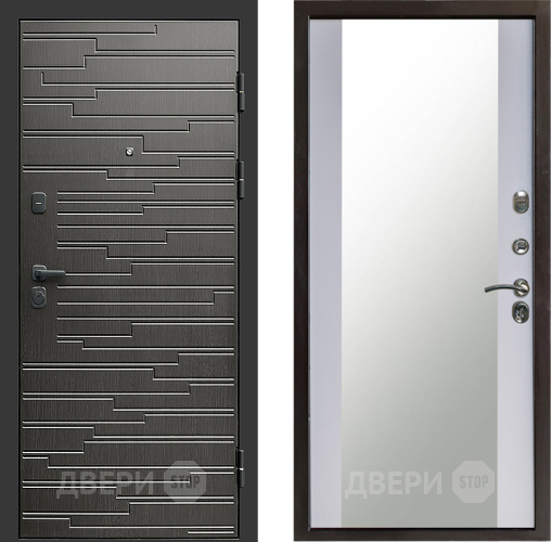Входная металлическая Дверь Престиж Rivera Зеркало Белый софт в Дмитрове
