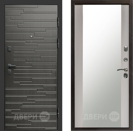 Входная металлическая Дверь Престиж Rivera Зеркало Лиственница белая в Дмитрове