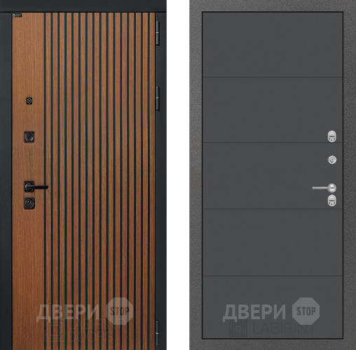 Входная металлическая Дверь Лабиринт (LABIRINT) Шторм 13 Графит софт в Дмитрове