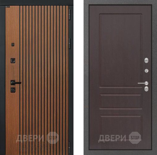 Входная металлическая Дверь Лабиринт (LABIRINT) Шторм 03 Орех премиум в Дмитрове