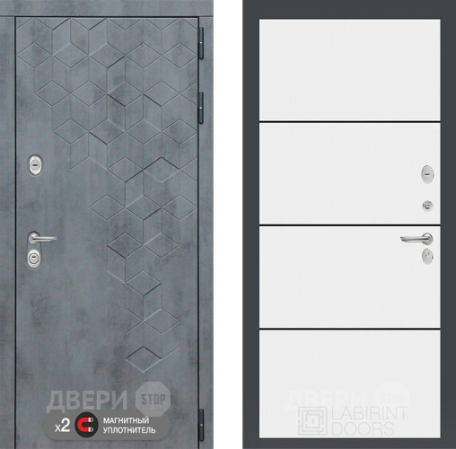 Входная металлическая Дверь Лабиринт (LABIRINT) Бетон 25 Белый софт в Дмитрове