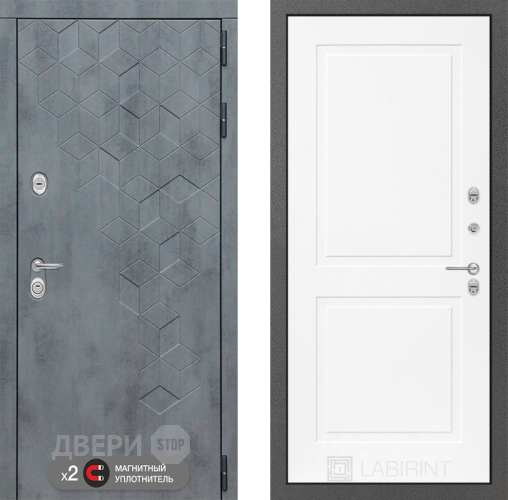 Входная металлическая Дверь Лабиринт (LABIRINT) Бетон 11 Белый софт в Дмитрове