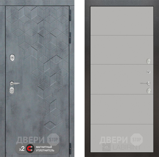 Входная металлическая Дверь Лабиринт (LABIRINT) Бетон 13 Грей софт в Дмитрове