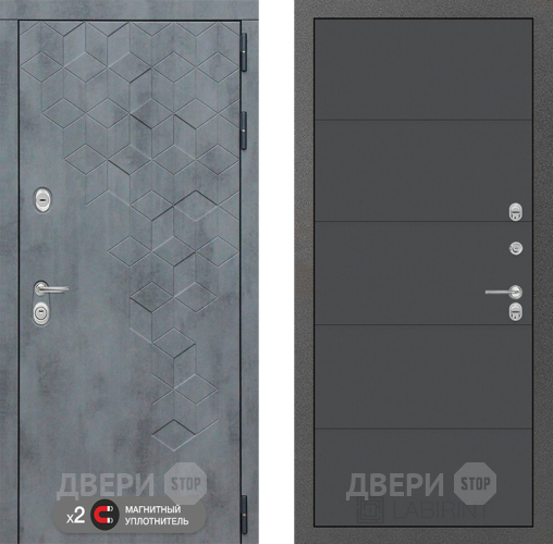 Входная металлическая Дверь Лабиринт (LABIRINT) Бетон 13 Графит софт в Дмитрове