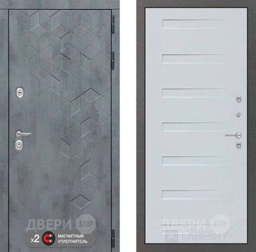 Входная металлическая Дверь Лабиринт (LABIRINT) Бетон 14 Дуб кантри белый горизонтальный в Дмитрове
