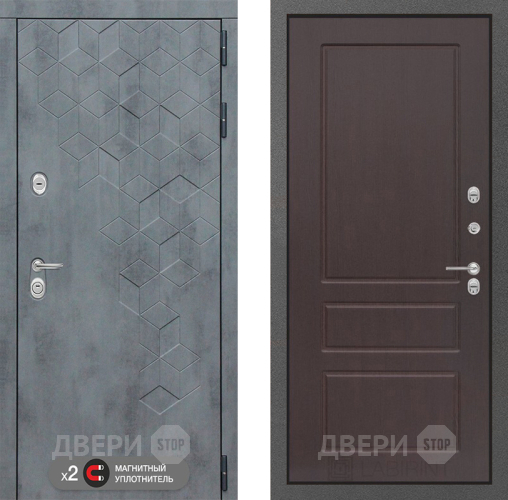 Входная металлическая Дверь Лабиринт (LABIRINT) Бетон 03 Орех премиум в Дмитрове
