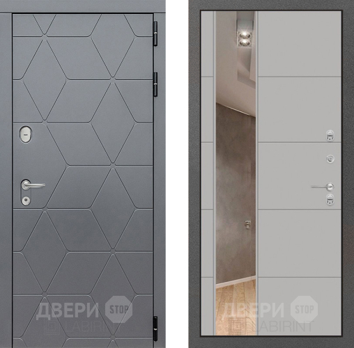 Входная металлическая Дверь Лабиринт (LABIRINT) Cosmo Зеркало 19 Грей софт в Дмитрове