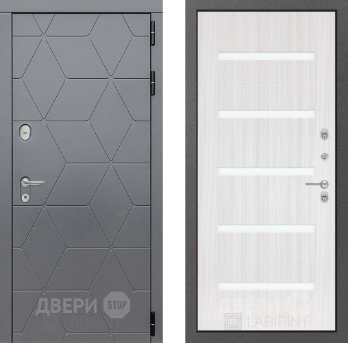 Входная металлическая Дверь Лабиринт (LABIRINT) Cosmo 01 Сандал белый в Дмитрове
