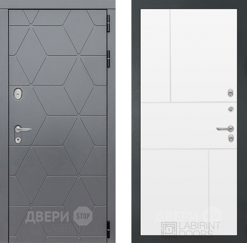 Входная металлическая Дверь Лабиринт (LABIRINT) Cosmo 21 Белый софт в Дмитрове
