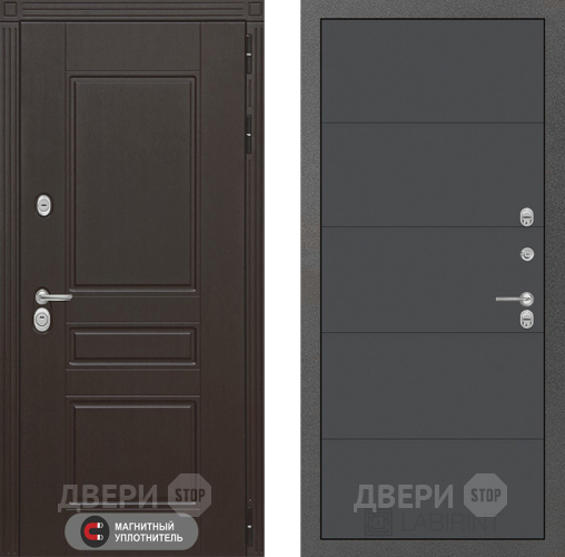 Входная металлическая Дверь Лабиринт (LABIRINT) Мегаполис 13 Графит софт в Дмитрове
