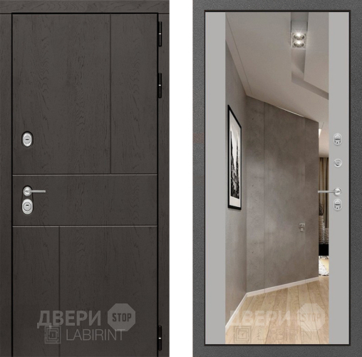Входная металлическая Дверь Лабиринт (LABIRINT) Urban Зеркало Максимум Грей софт в Дмитрове
