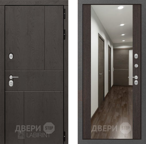 Входная металлическая Дверь Лабиринт (LABIRINT) Urban Зеркало Максимум Венге в Дмитрове