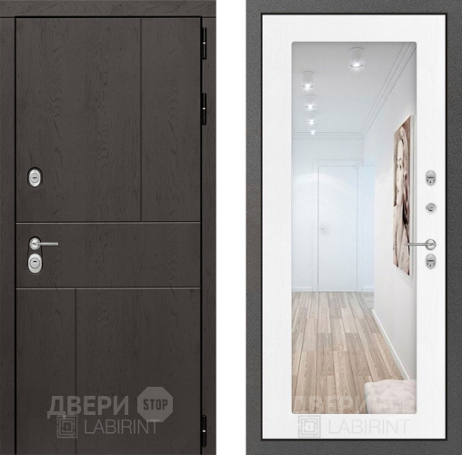Дверь Лабиринт (LABIRINT) Urban Зеркало 18 Белое дерево в Дмитрове