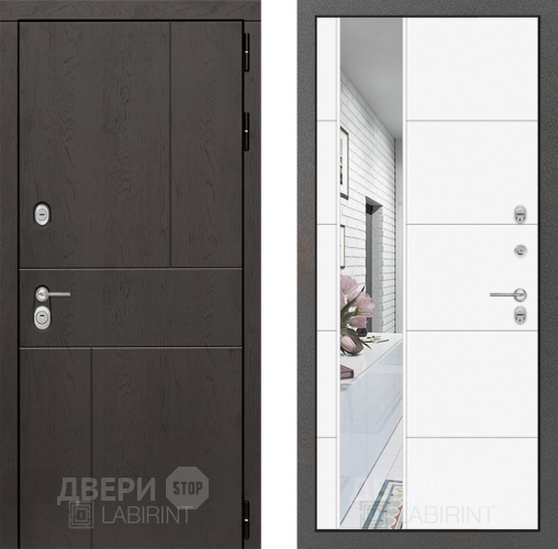 Дверь Лабиринт (LABIRINT) Urban Зеркало 19 Белый софт в Дмитрове
