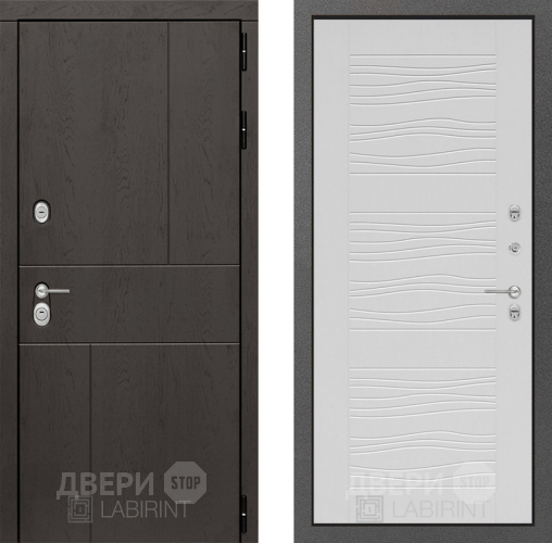 Входная металлическая Дверь Лабиринт (LABIRINT) Urban 06 Белое дерево в Дмитрове