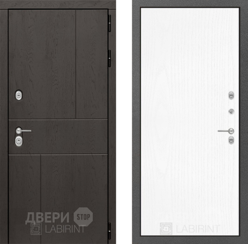 Входная металлическая Дверь Лабиринт (LABIRINT) Urban 07 Белое дерево в Дмитрове