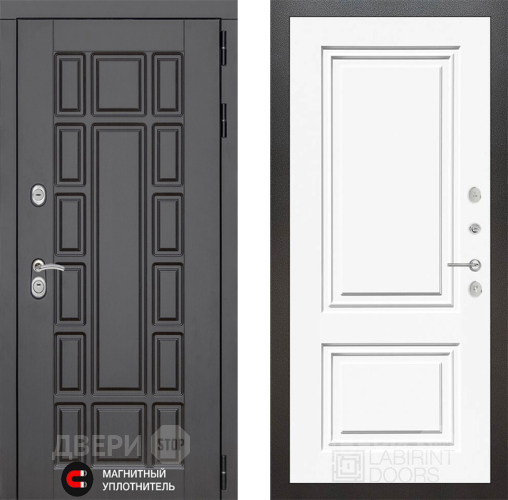 Входная металлическая Дверь Лабиринт (LABIRINT) New York 26 Белый (RAL-9003) в Дмитрове