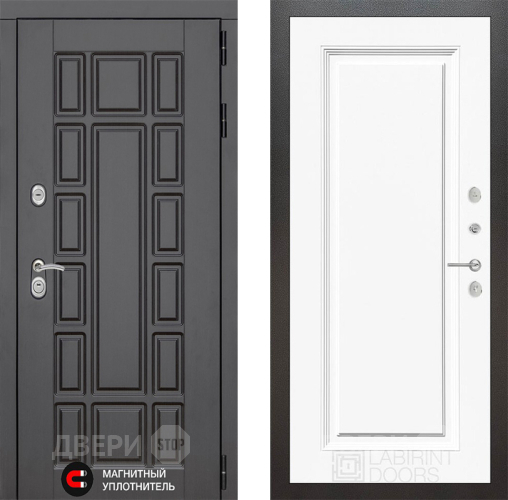 Входная металлическая Дверь Лабиринт (LABIRINT) New York 27 Белый (RAL-9003) в Дмитрове