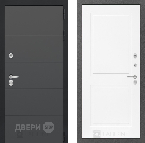 Входная металлическая Дверь Лабиринт (LABIRINT) Art 11 Белый софт в Дмитрове