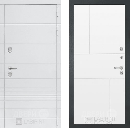 Входная металлическая Дверь Лабиринт (LABIRINT) Трендо 21 Белый софт в Дмитрове