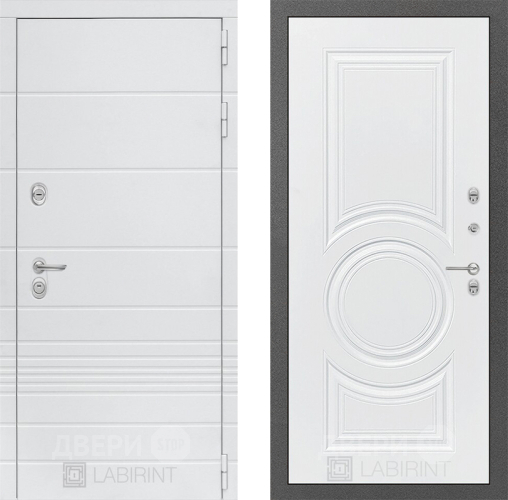 Входная металлическая Дверь Лабиринт (LABIRINT) Трендо 23 Белый софт в Дмитрове