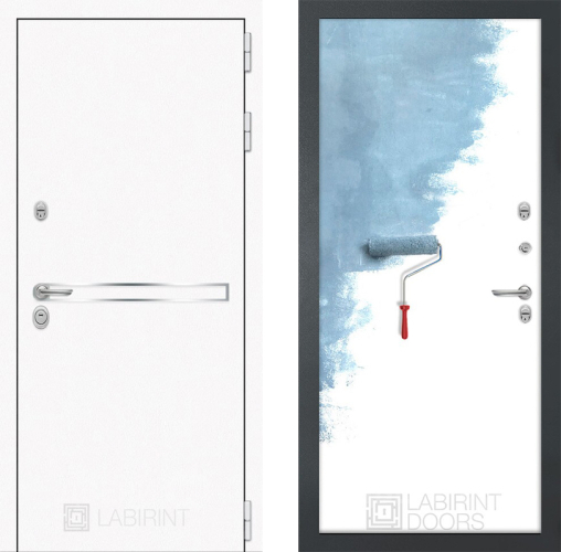 Входная металлическая Дверь Лабиринт (LABIRINT) Лайн White 28 Под покраску в Дмитрове