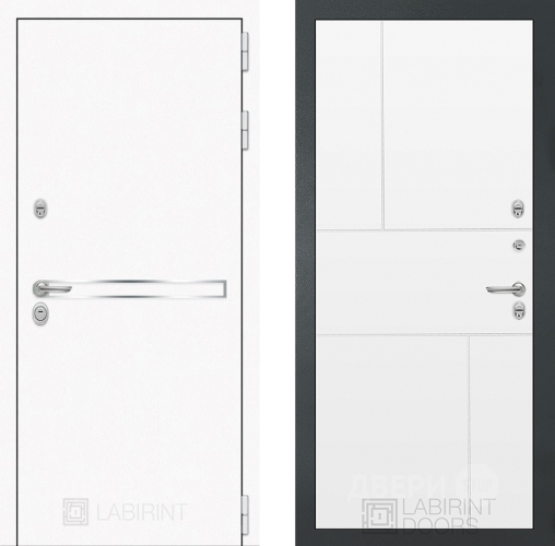 Входная металлическая Дверь Лабиринт (LABIRINT) Лайн White 21 Белый софт в Дмитрове