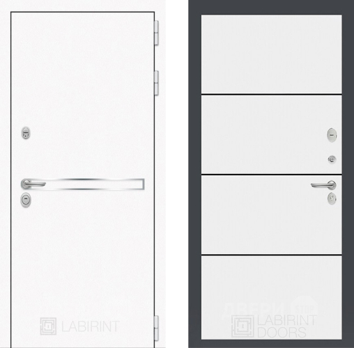 Входная металлическая Дверь Лабиринт (LABIRINT) Лайн White 25 Белый софт в Дмитрове