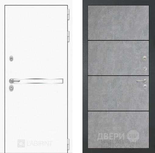 Входная металлическая Дверь Лабиринт (LABIRINT) Лайн White 25 Бетон светлый в Дмитрове