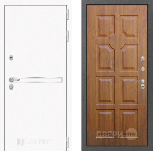 Входная металлическая Дверь Лабиринт (LABIRINT) Лайн White 17 Дуб золото в Дмитрове
