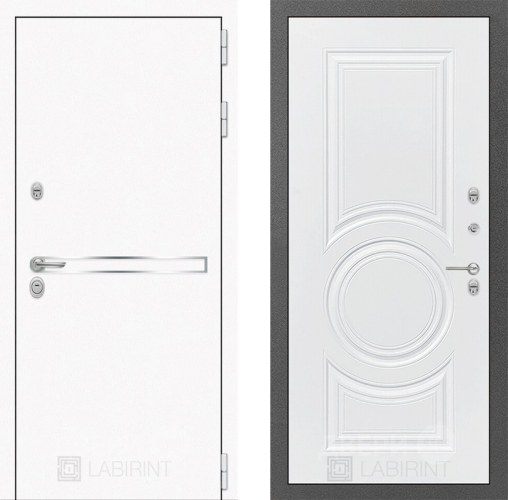 Входная металлическая Дверь Лабиринт (LABIRINT) Лайн White 23 Белый софт в Дмитрове