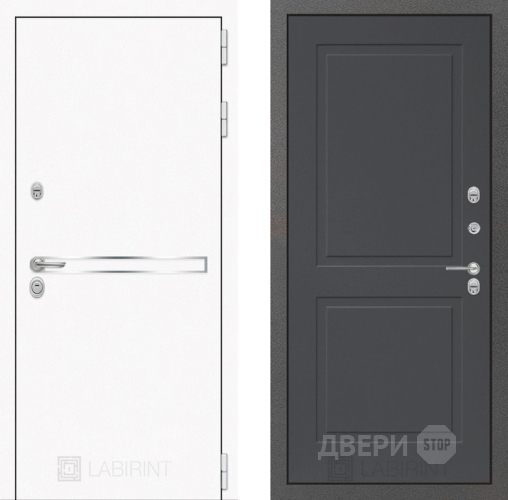 Входная металлическая Дверь Лабиринт (LABIRINT) Лайн White 11 Графит софт в Дмитрове