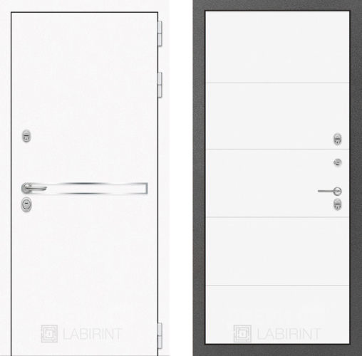 Входная металлическая Дверь Лабиринт (LABIRINT) Лайн White 13 Белый софт в Дмитрове