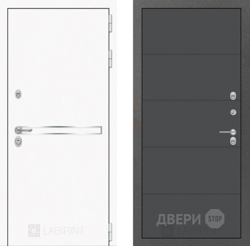 Дверь Лабиринт (LABIRINT) Лайн White 13 Графит софт в Дмитрове