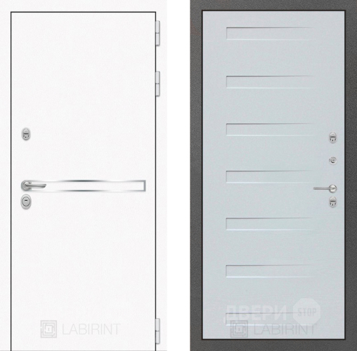 Входная металлическая Дверь Лабиринт (LABIRINT) Лайн White 14 Дуб кантри белый горизонтальный в Дмитрове