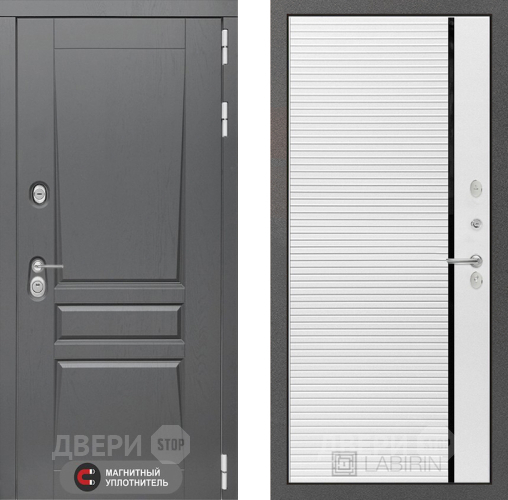 Входная металлическая Дверь Лабиринт (LABIRINT) Платинум 22 Белый софт в Дмитрове