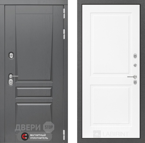 Входная металлическая Дверь Лабиринт (LABIRINT) Платинум 11 Белый софт в Дмитрове