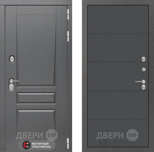Входная металлическая Дверь Лабиринт (LABIRINT) Платинум 13 Графит софт в Дмитрове