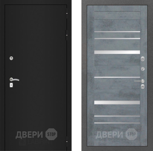 Входная металлическая Дверь Лабиринт (LABIRINT) Classic шагрень черная 20 Бетон темный в Дмитрове