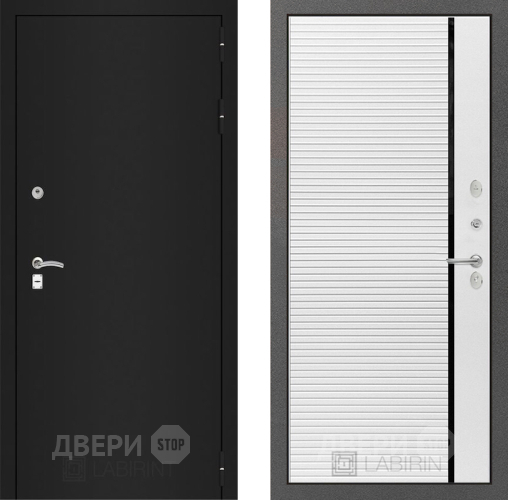 Дверь Лабиринт (LABIRINT) Classic шагрень черная 22 Белый софт в Дмитрове