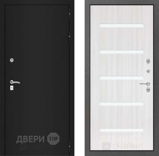 Дверь Лабиринт (LABIRINT) Classic шагрень черная 01 Сандал белый в Дмитрове