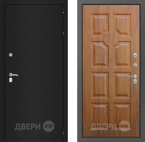 Входная металлическая Дверь Лабиринт (LABIRINT) Classic шагрень черная 17 Дуб золото в Дмитрове