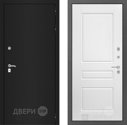 Входная металлическая Дверь Лабиринт (LABIRINT) Classic шагрень черная 03 Белый софт в Дмитрове
