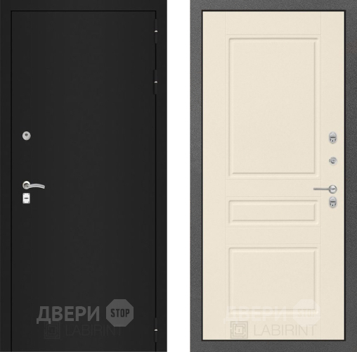 Входная металлическая Дверь Лабиринт (LABIRINT) Classic шагрень черная 03 Крем софт в Дмитрове