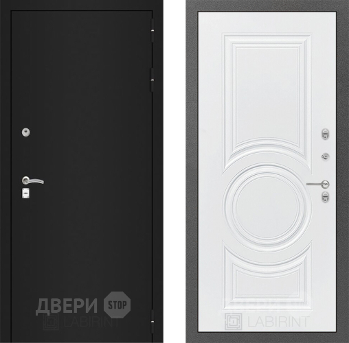 Входная металлическая Дверь Лабиринт (LABIRINT) Classic шагрень черная 23 Белый софт в Дмитрове