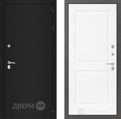 Входная металлическая Дверь Лабиринт (LABIRINT) Classic шагрень черная 11 Белый софт в Дмитрове