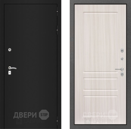 Входная металлическая Дверь Лабиринт (LABIRINT) Classic шагрень черная 03 Сандал белый в Дмитрове