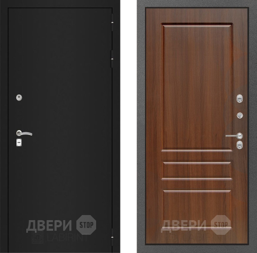 Входная металлическая Дверь Лабиринт (LABIRINT) Classic шагрень черная 03 Орех бренди в Дмитрове